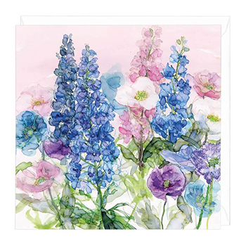 Card Bright Blue Delphiniums